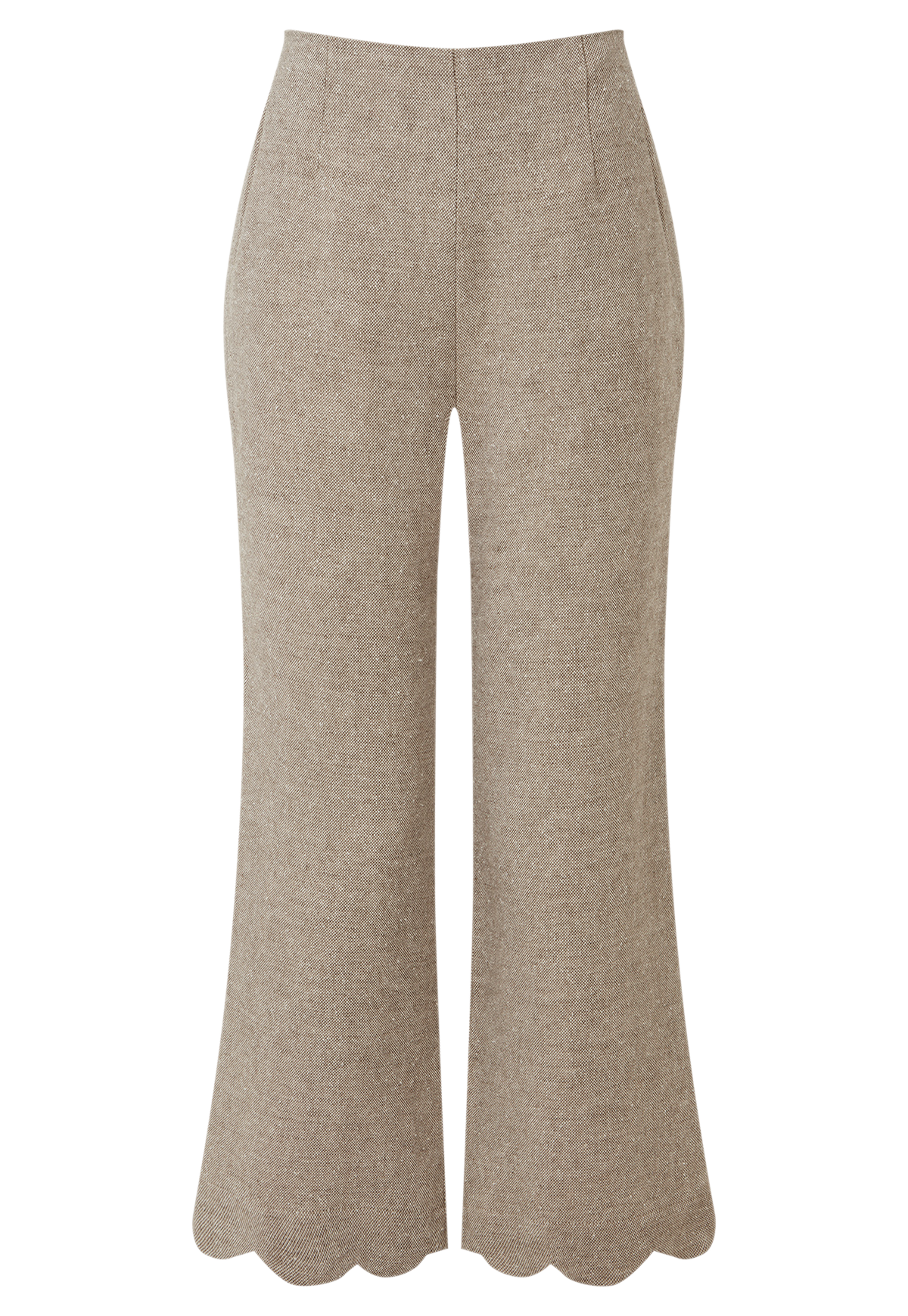 THE SCALLOP PANT in BROWN SUMMER TWEED LINEN