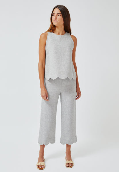 THE SCALLOP PANT in VINTAGE BLUE SUMMER TWEED LINEN