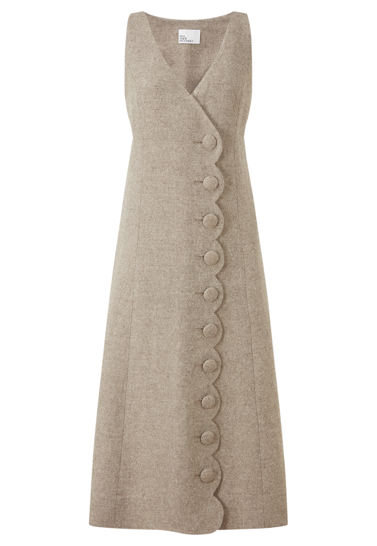 THE SCALLOP WRAP DRESS in BROWN SUMMER TWEED LINEN