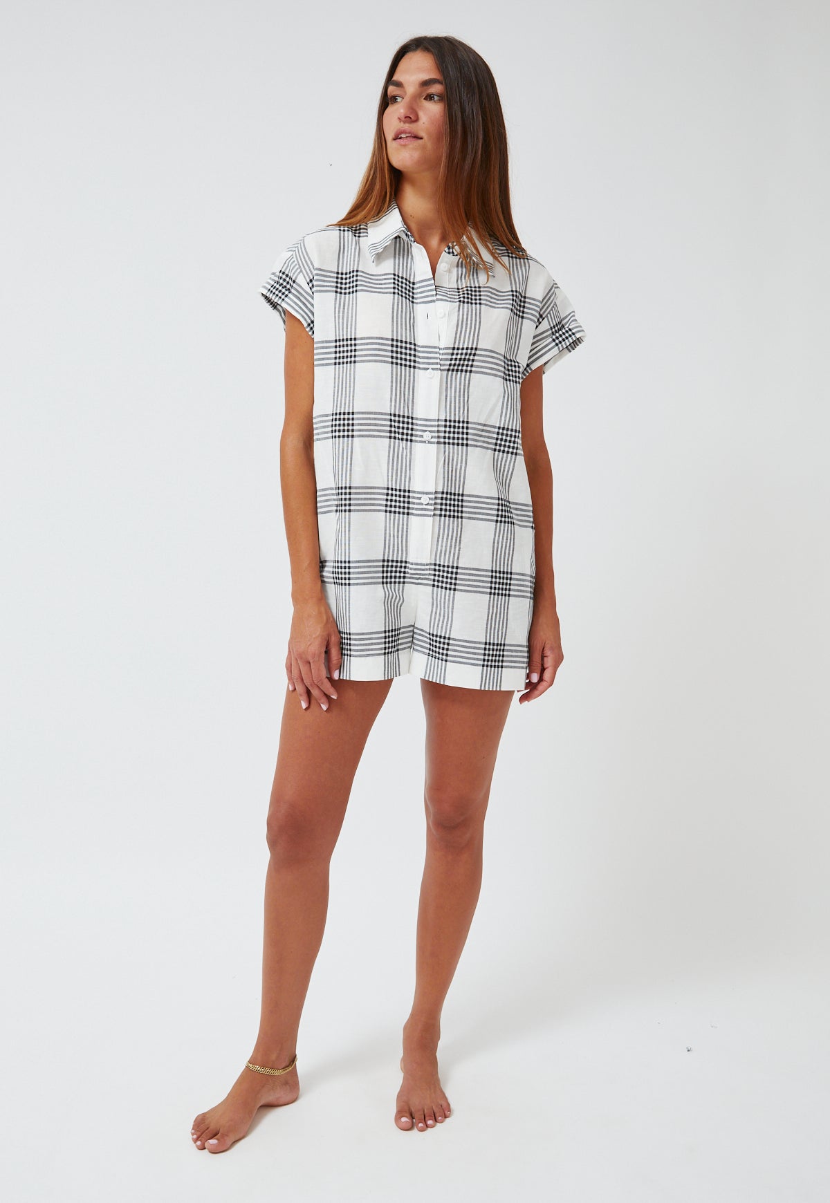 THE TENNIS PLAYSUIT in PLAID COTTON